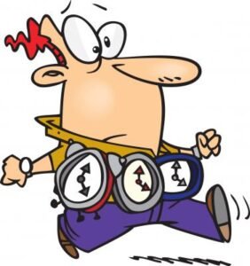 a man wearing clocks around his waist - comic style drawing