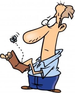 A man looking at his empty wallet. Comic style drawing.