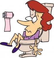 comic style drawing of a woman stuck in a toilet
